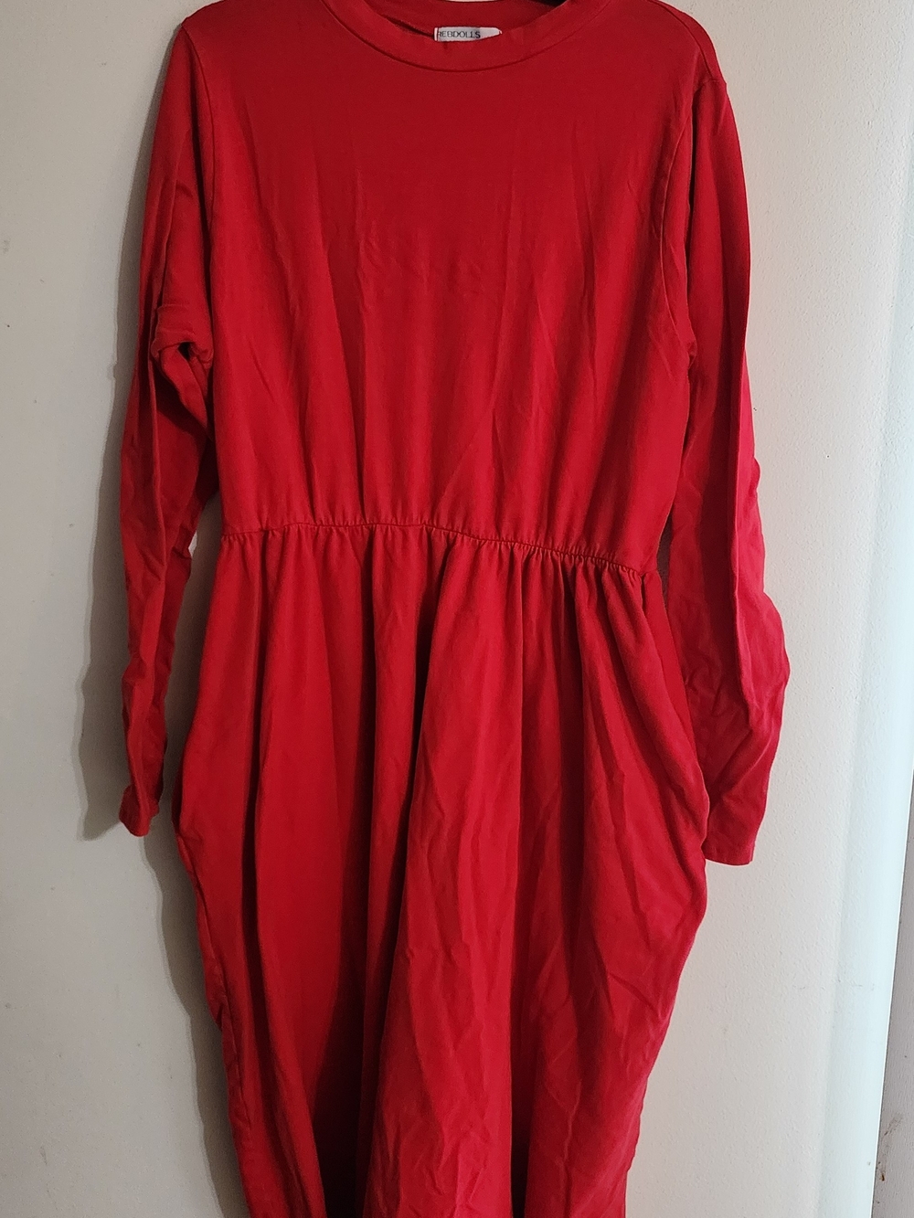 Rebdolls Bright Red Long Sleeve Midi Dress Size 4X